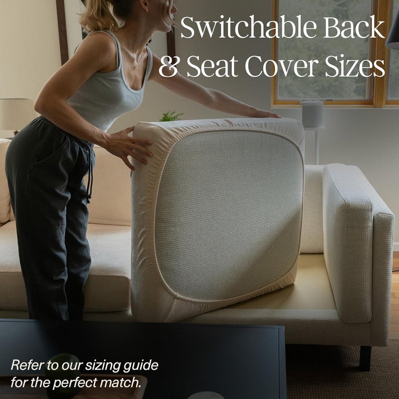 Nolan Interior Miracle Sofa Cover - Plush Seat Cushion Cover with Ultra-Soft, Stretchy, Thick Chenille Fabric - Pet Proof, Stain Safe, Easy Fit, Easy Wash - Small, Vanilla - Image 4
